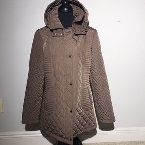 Calvin Klein Quilted Parka with gold accents